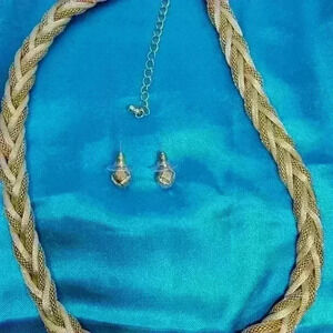 Beautiful Braided Style Necklace and Earrings set